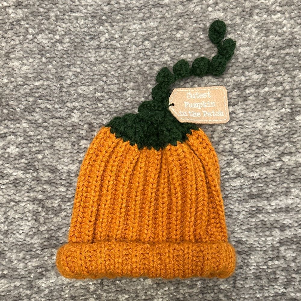 NWOT Mud Pie Knit cutest Pumpkin in the patch Hat 0-18mo
